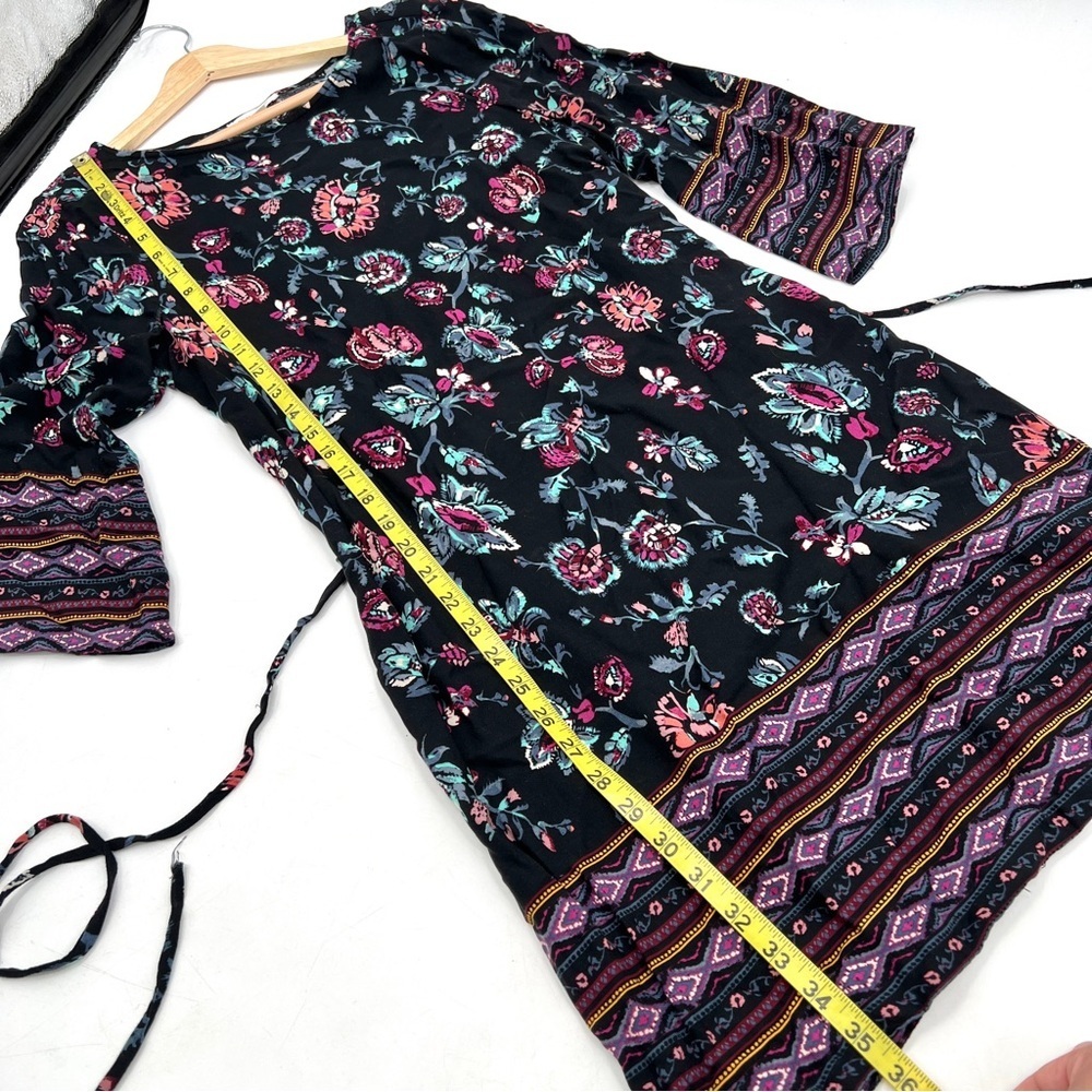 BEACH LUNCH LOUNGE Woman's Black & Floral Lightweight Midi Dress Size SP - Picture 8 of 11